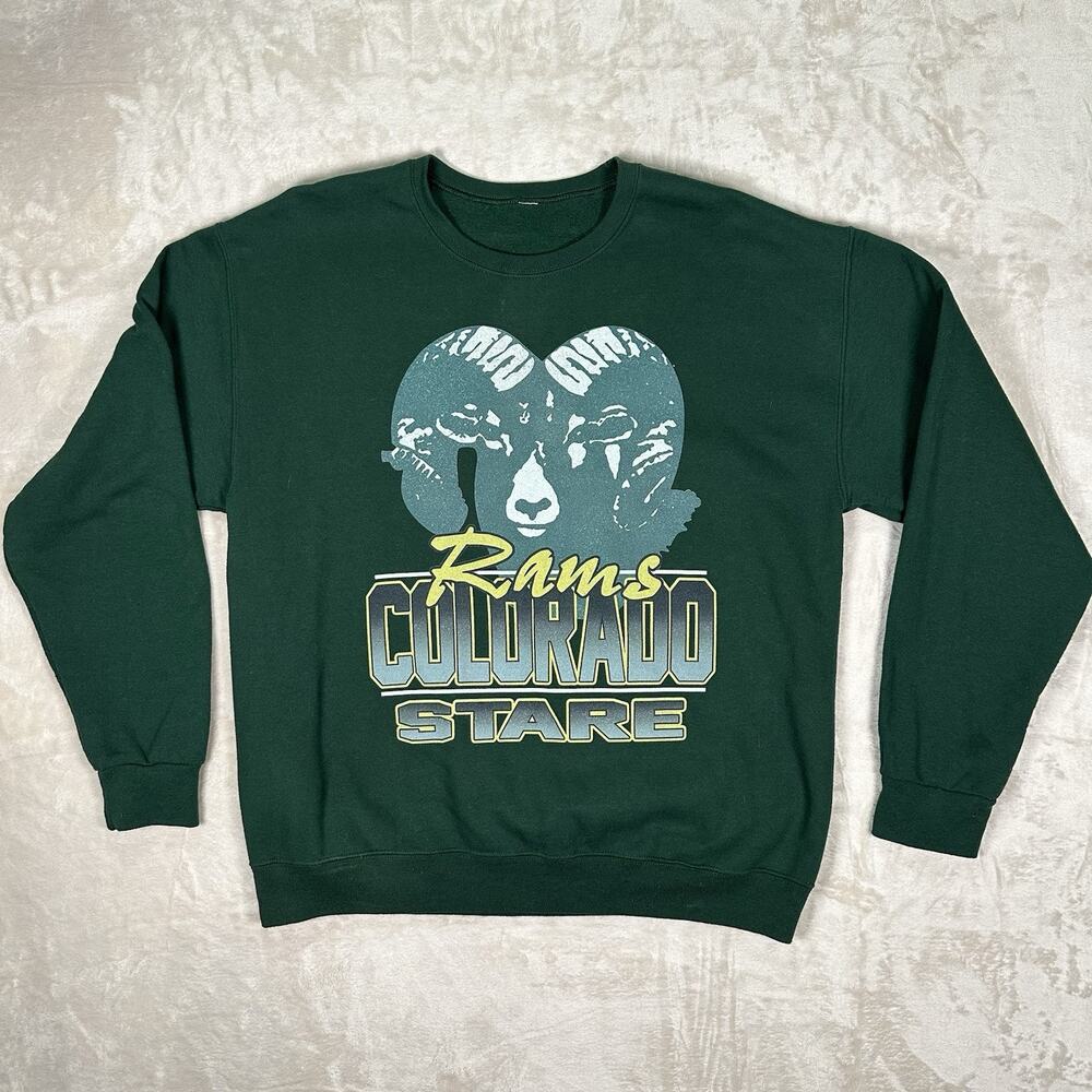VTG Colorado State Rams NCAA Green Crewneck Sweatshirt Men’s Size Large Y2K 90s
